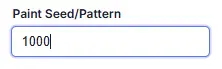 Paint Seed/Pattern input field with value 1000